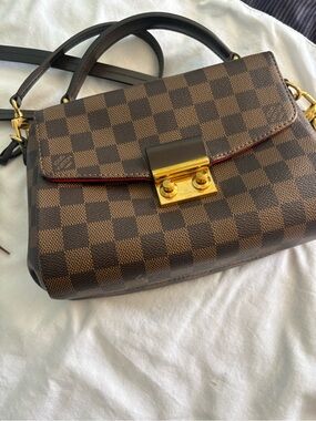Louis Vuitton Brown Damier Satchel with Gold Hardware